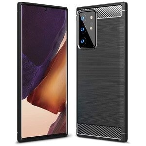 Samsung Galaxy Note 20 Ultra Shockproof Heavy Duty Rugged Matte Carbon Fiber Case Cover (Black)