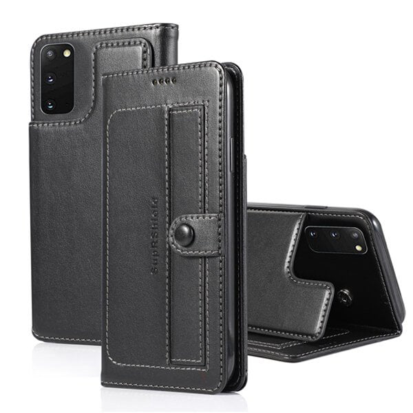 Samsung Galaxy S20 SupRShield Wallet Leather Card Holder Flip Protective Shockproof Magnetic Case Cover (Black Style2)