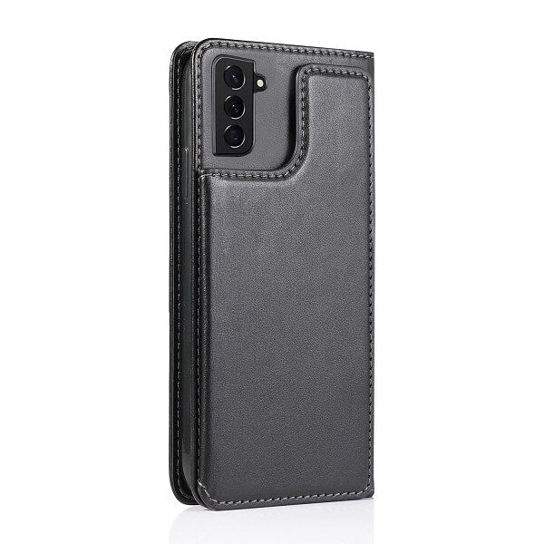 Samsung Galaxy S21 FE Wallet Case Flip Leather Card Slots Magnetic Stand Cover (Black)