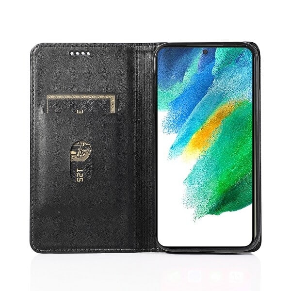 Samsung Galaxy S21 FE Wallet Case Flip Leather Card Slots Magnetic Stand Cover (Black)