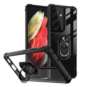 Samsung Galaxy S21 Ultra Magnetic Ring Rugged Shockproof Case Heavy Duty Protective Back Cover (Clear)