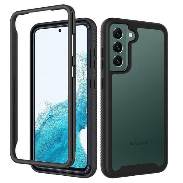 Samsung Galaxy S22 Military Grade Full Body Shockproof Clear Heavy Duty Case Bumper Drop Protection Tough Cover (Black)