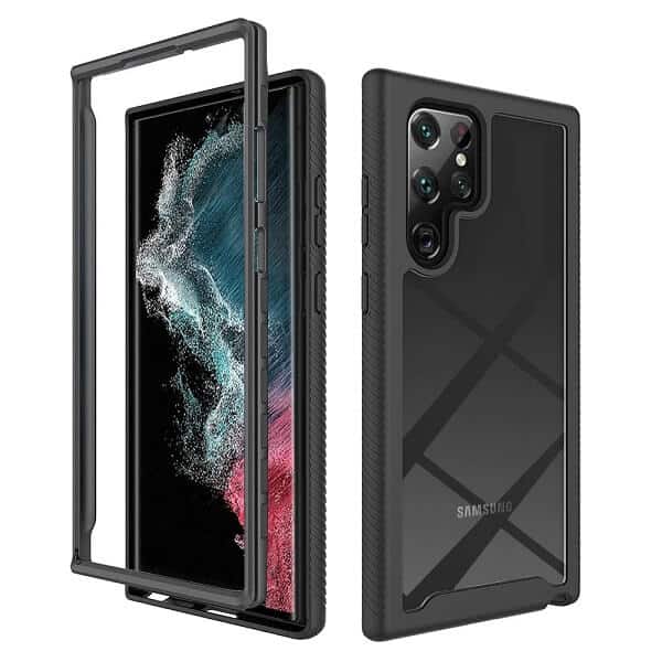 Samsung Galaxy S22 Ultra Military Grade Full Body Shockproof Clear Heavy Duty Case Bumper Drop Protection Tough Cover (Black)