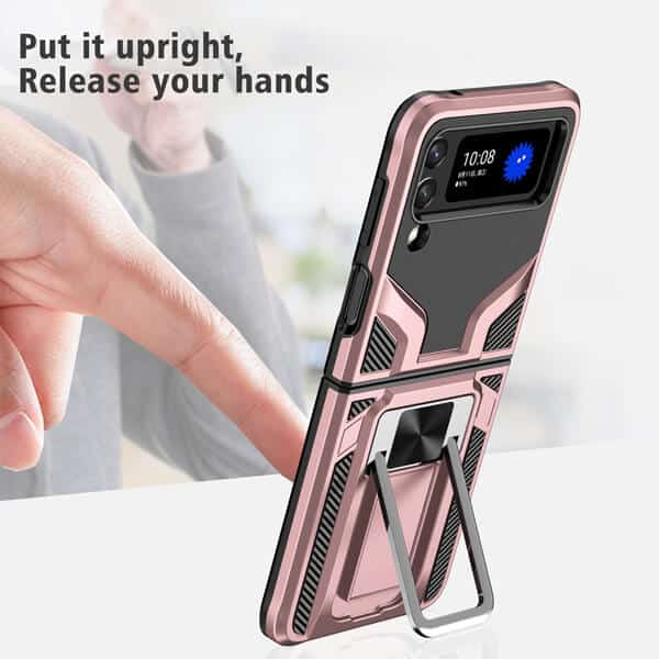 Samsung Galaxy Z Flip 4 5G Magnetic Ring Rugged Shockproof Case Heavy Duty Protective Back Cover (Black)