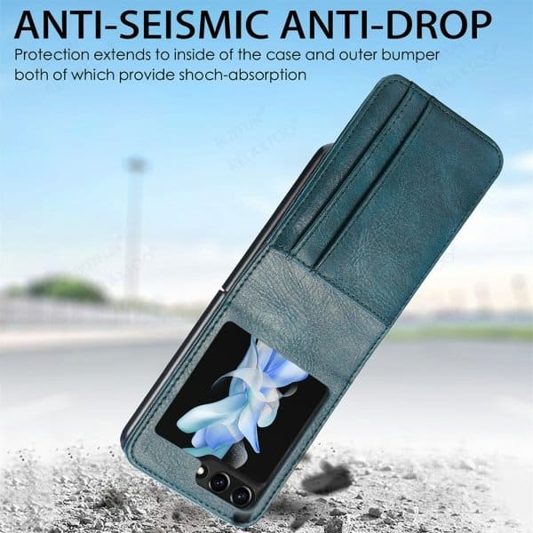 Samsung Galaxy Z Flip 5 Wallet Leather Card Holder Flip Protective Shockproof Case Cover