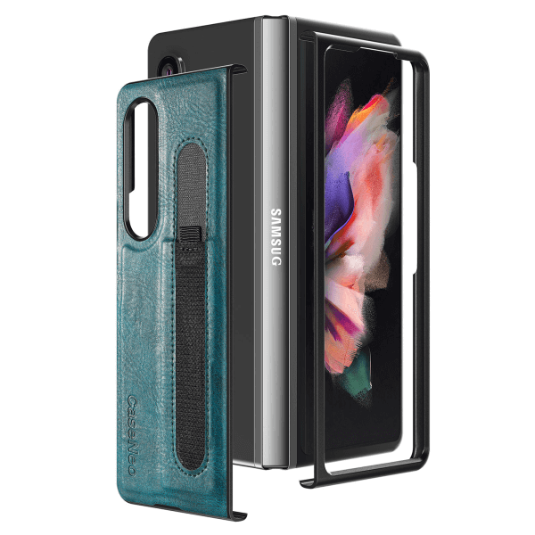 For Samsung Galaxy Z Fold 5 5G Phone Case with S Pen Holder, PU Leather Protective Case with Flip Cover and Kickstand