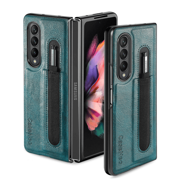 For Samsung Galaxy Z Fold 5 5G Phone Case with S Pen Holder, PU Leather Protective Case with Flip Cover and Kickstand