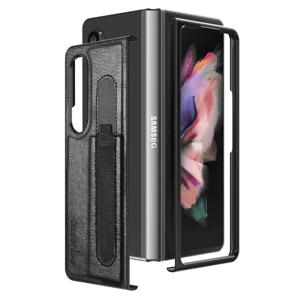 For Samsung Galaxy Z Fold 5 5G Phone Case with S Pen Holder, PU Leather Protective Case with Flip Cover and Kickstand