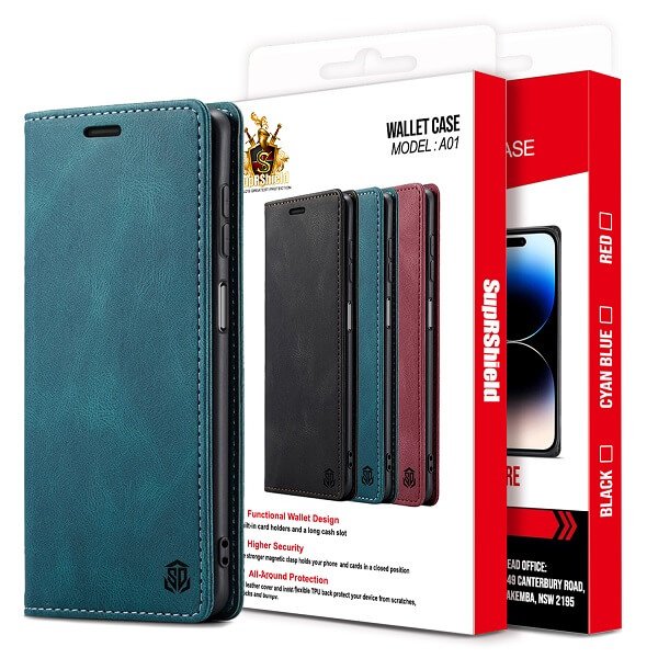 SupRShield Wallet Cover Cyan Blue