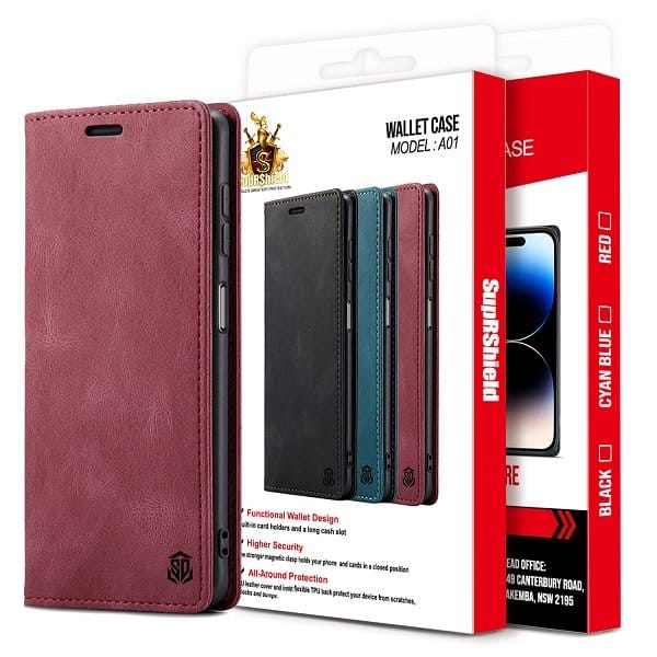 SupRShield Wallet Cover Cyan Red