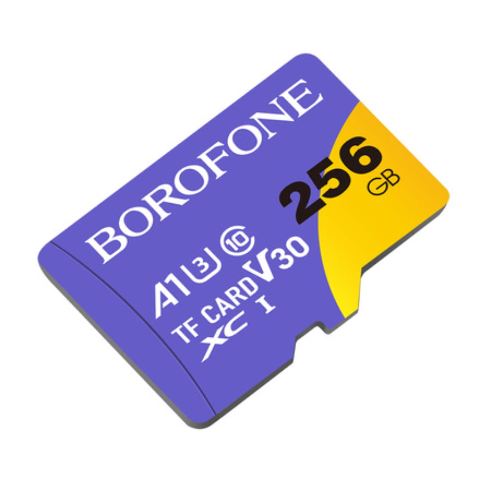 Borofone 256GB TF Memory Card, Class 10 A1 U3 V30 High Speed Micro SDXC, Durable Flash Storage for Phone, Tablet, CCTV, Dash Cam & More