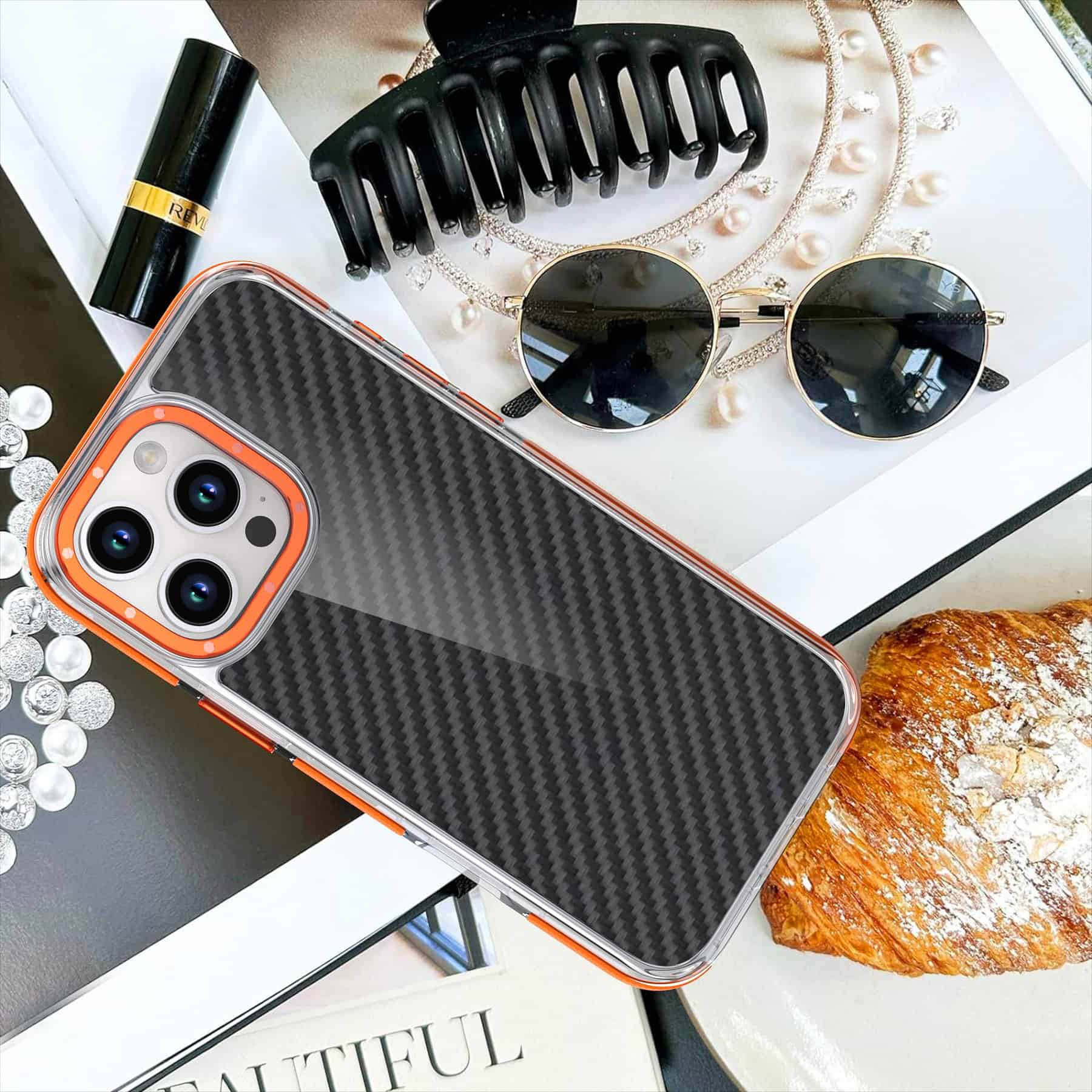 Dual Color Acrylic Hybrid TPU Carbon Fiber Phone Case Cover For Apple iPhone