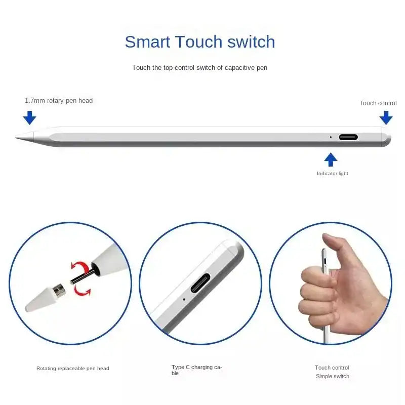 Universal JT18-P Active Stylus Touch Screen Pen Drawing Tablet Phone Mobile Smart Capacitive Digital Pencil For iPad/Samsung/Android/Tablet (White)