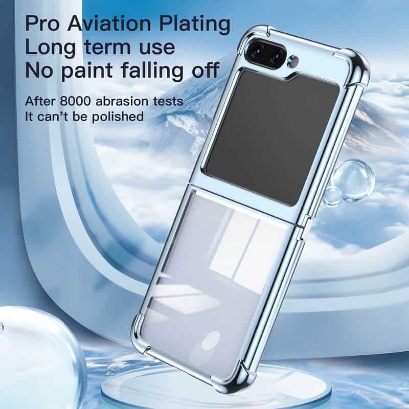 For Samsung Galaxy Z Flip 5 Case Electroplated Transparent Back Folding Shockproof Hard Gel Cover
