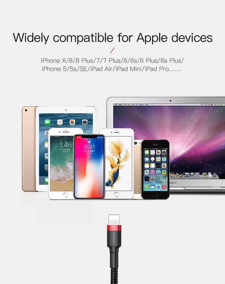 Baseus 1M Lightning Cable Fast Charging Data Sync Cable Cord For Apple iPhone iPad iPod