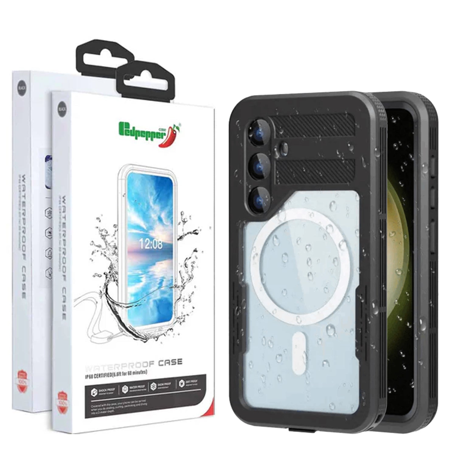 Redpepper For Apple iPhone & Samsung Galaxy S Series [MagSafe Compatible] Waterproof Case Built-in Screen & Camera Lens Protector Cover