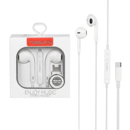 Tranyoo T-R13 Handsfree USB Type C Headphones Earbuds With Microphone for Samsung, Google Pixel, Nokia, Oppo, Motorola, OnePlus, iPad Pro, Vivo