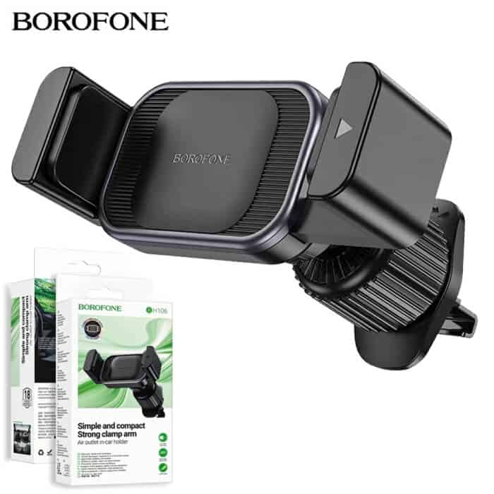 BOROFONE BH106 Ascend Pull Clip Air Vent Car Mount Mobile Phone Holder Air Outlet (Black)