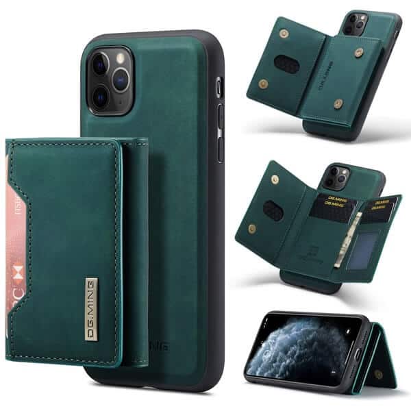 DG.MING Blue iPhone 11 Pro Max Magnetic Trifold Wallet Case for sale
