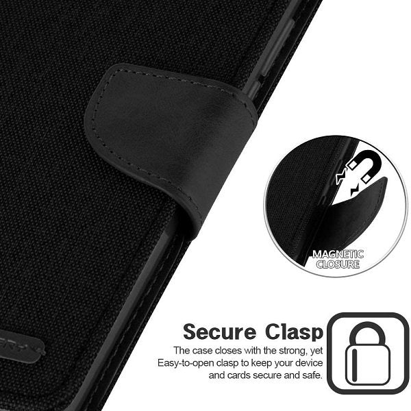 Goospery Canvas For Samsung Galaxy Note Wallet Leather Case Denim Stand Flip Fabric Pouch Credit Card Slots Cover