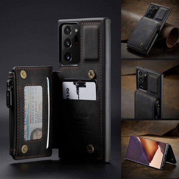 For Samsung Galaxy Note 20 Ultra CaseMe Back Zipper Wallet Case W/ 3 Card Slots, RFID Blocking, 1 Money Pocket, Credit Card Holder Leather Cover