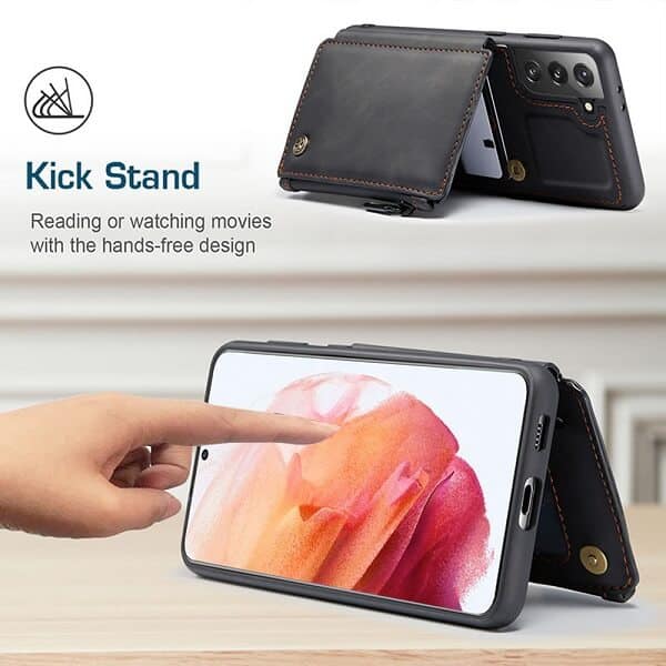 For Samsung Galaxy S Series CaseMe Back Zipper Wallet Case W/ 3 Card Slots, RFID Blocking, 1 Money Pocket, Credit Card Holder Leather Cover