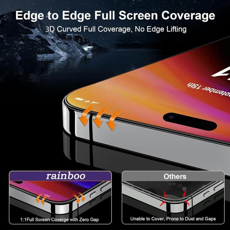 [ 10 PACK ] RAINBOO CLEAR BLACK EDGE Apple iPhone Screen Protector Tempered Glass Film Guard ( Black Edge )