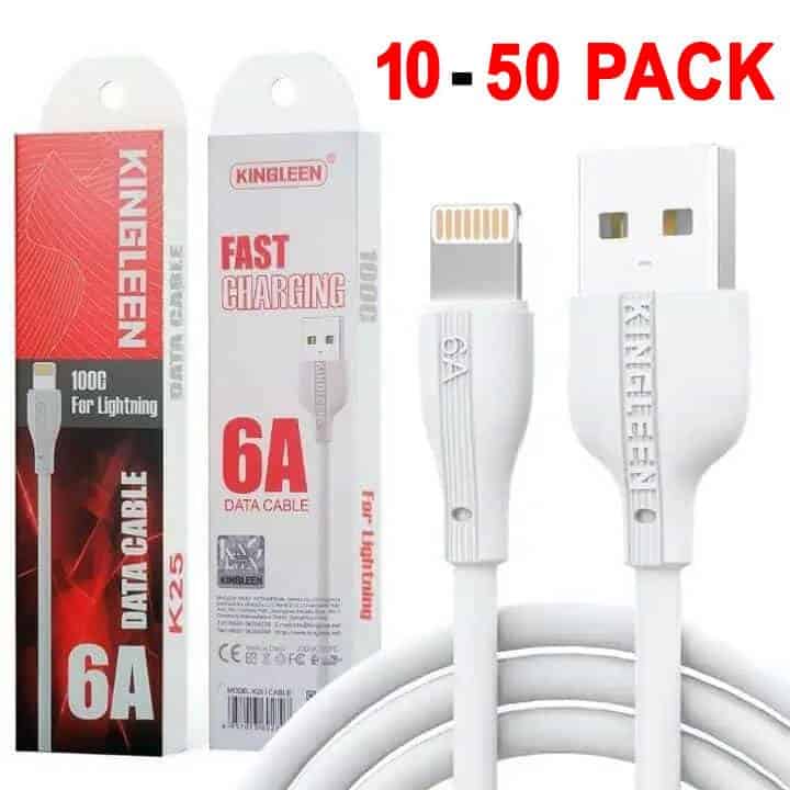 10X 20X 50X KINGLEEN (K25) 1M 6A USB to Lightning Fast Charging Data Cable Cord for iPhone iPad iPod