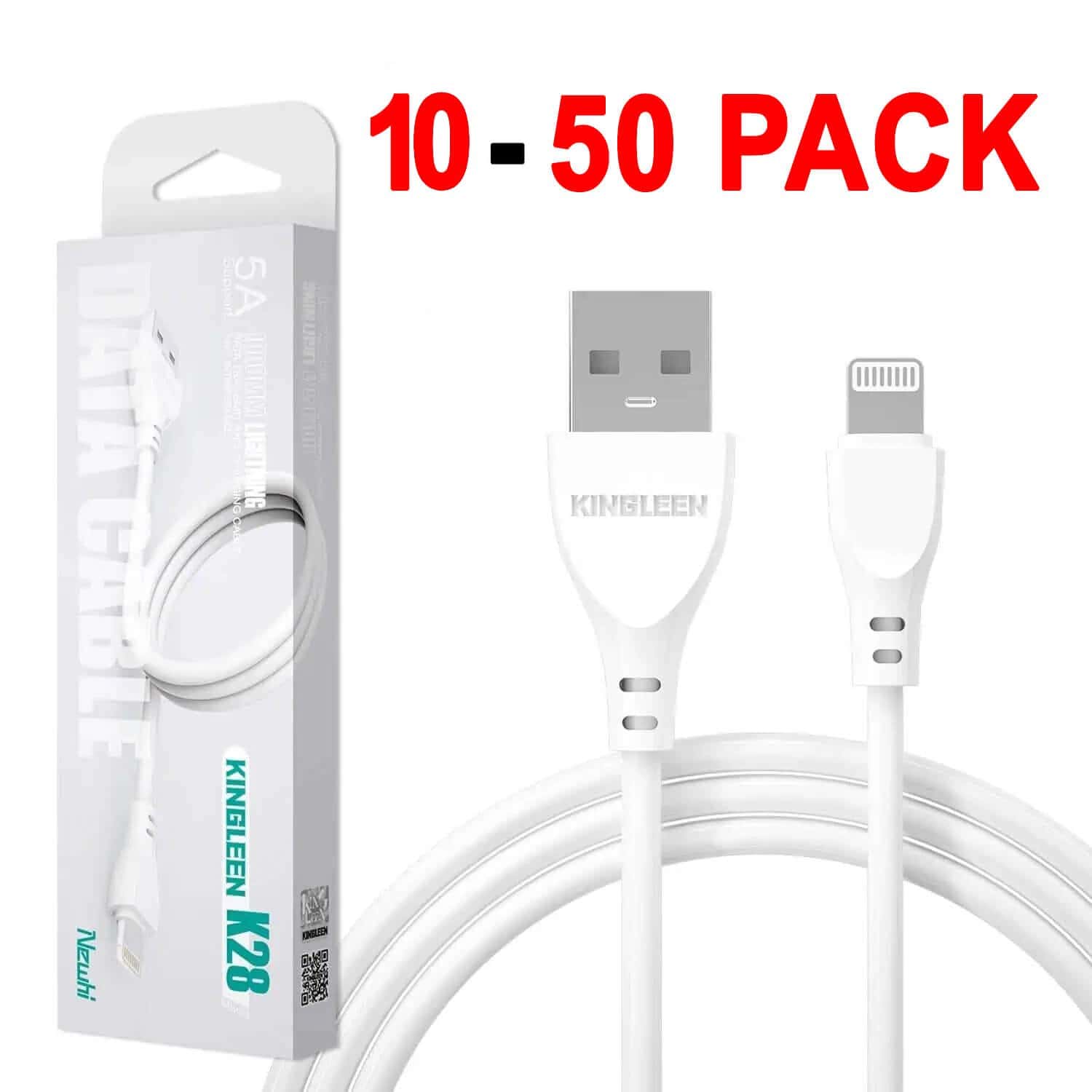 10X 20X 50X KINGLEEN (K28) 1M 5A Lightning Fast Charging High Quality Data Sync Cable Cord For Apple iPhone iPad iPod