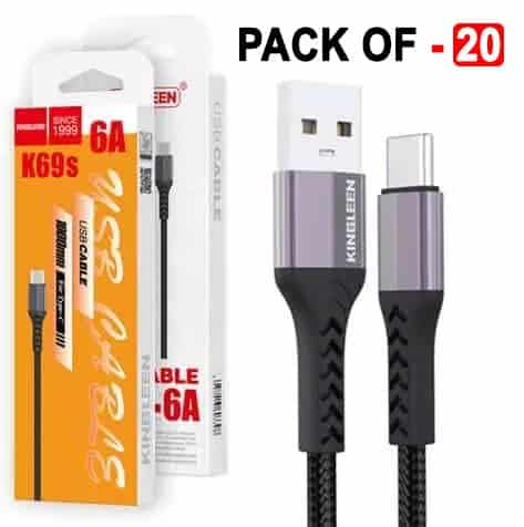 10X 20X 50X KINGLEEN (K69s) 1M 6A USB Type C Cable Fast Charging Charger Data Sync Cable Cord