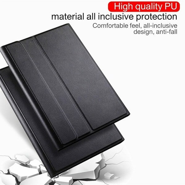 Samsung Galaxy Tab A 10.5 inch SM-T590 T595 Wireless Bluetooth Keyboard Case Protective Slim Folio Leather Smart Cover (Black)