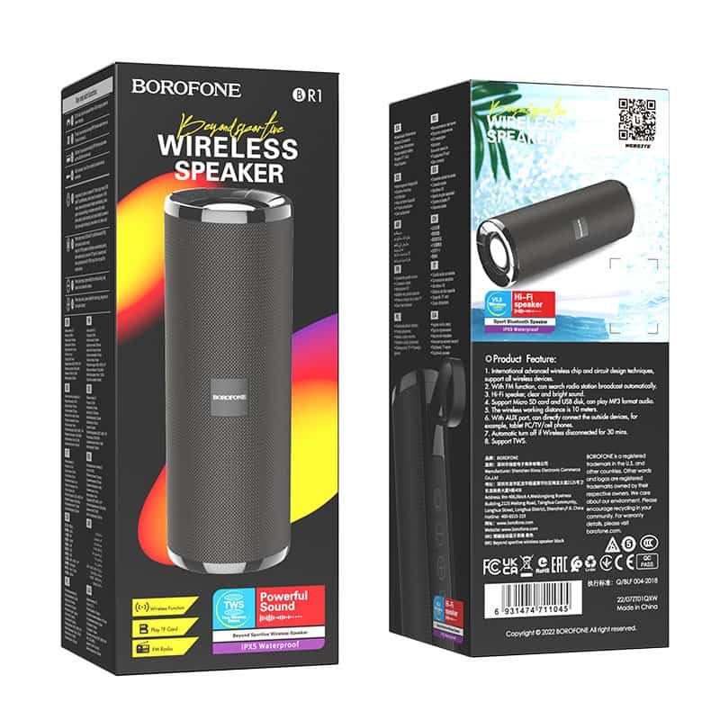 Borofone BR1 Beyond Sportive Bluetooth Wireless Speaker (Black)