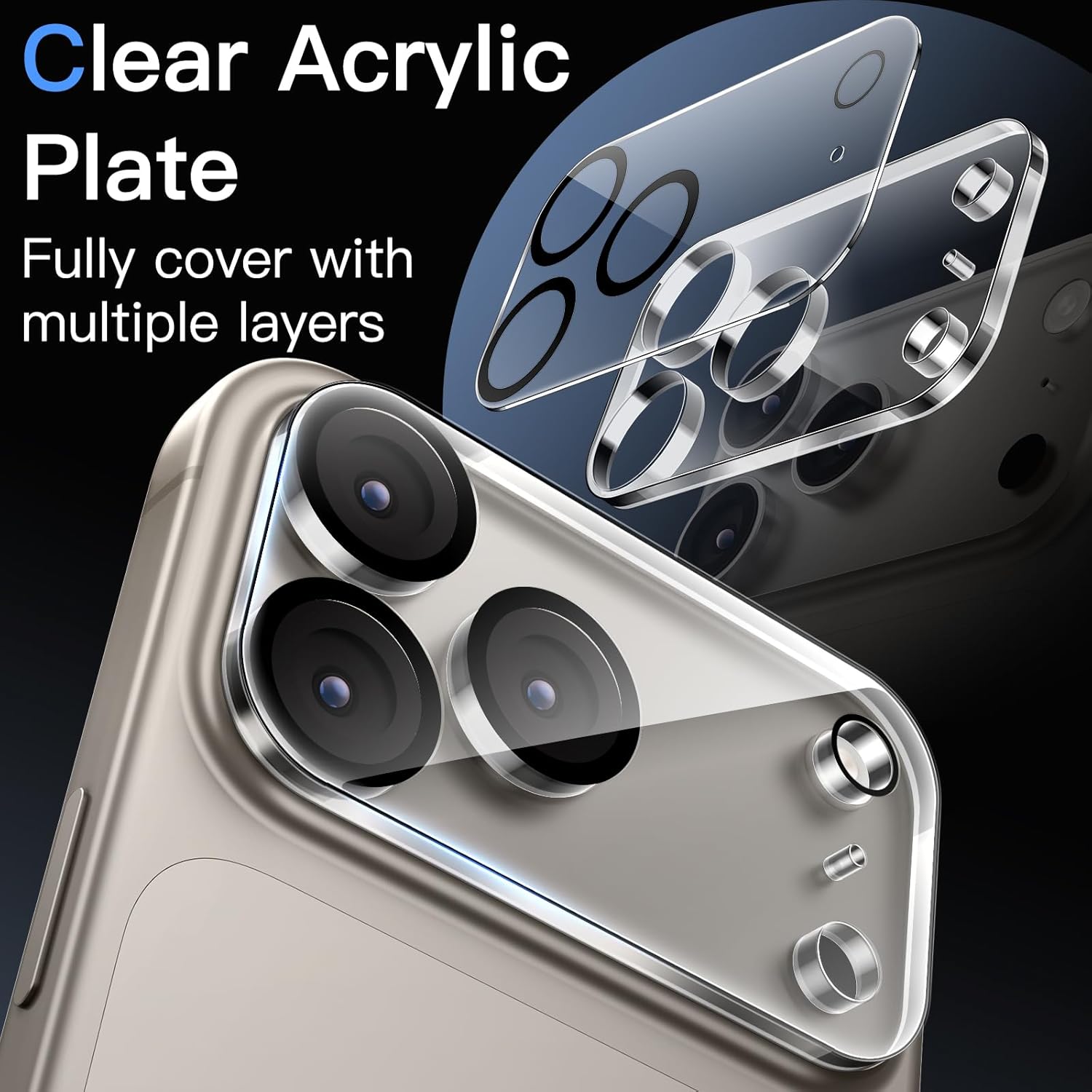 [ 1 Pack ] Apple iPhone Camera Lens Tempered Glass Anti Scratch Film Guard ( Clear and Black )