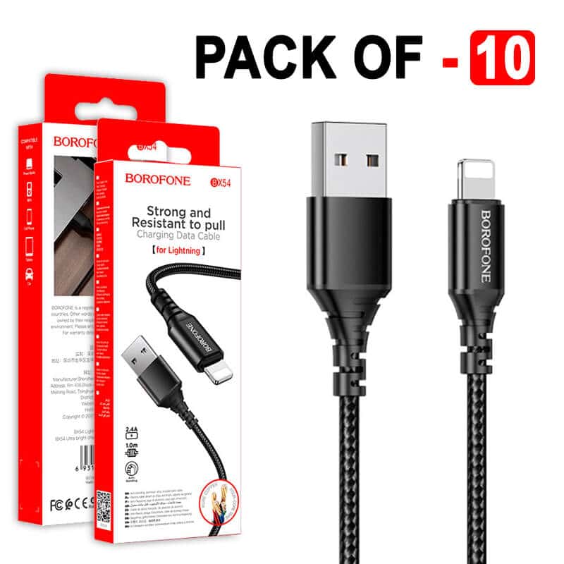 1X 10X 20X 50X BOROFONE (BX54) 1M Fast Charging High Quality Lightning Data Sync Cable Cord