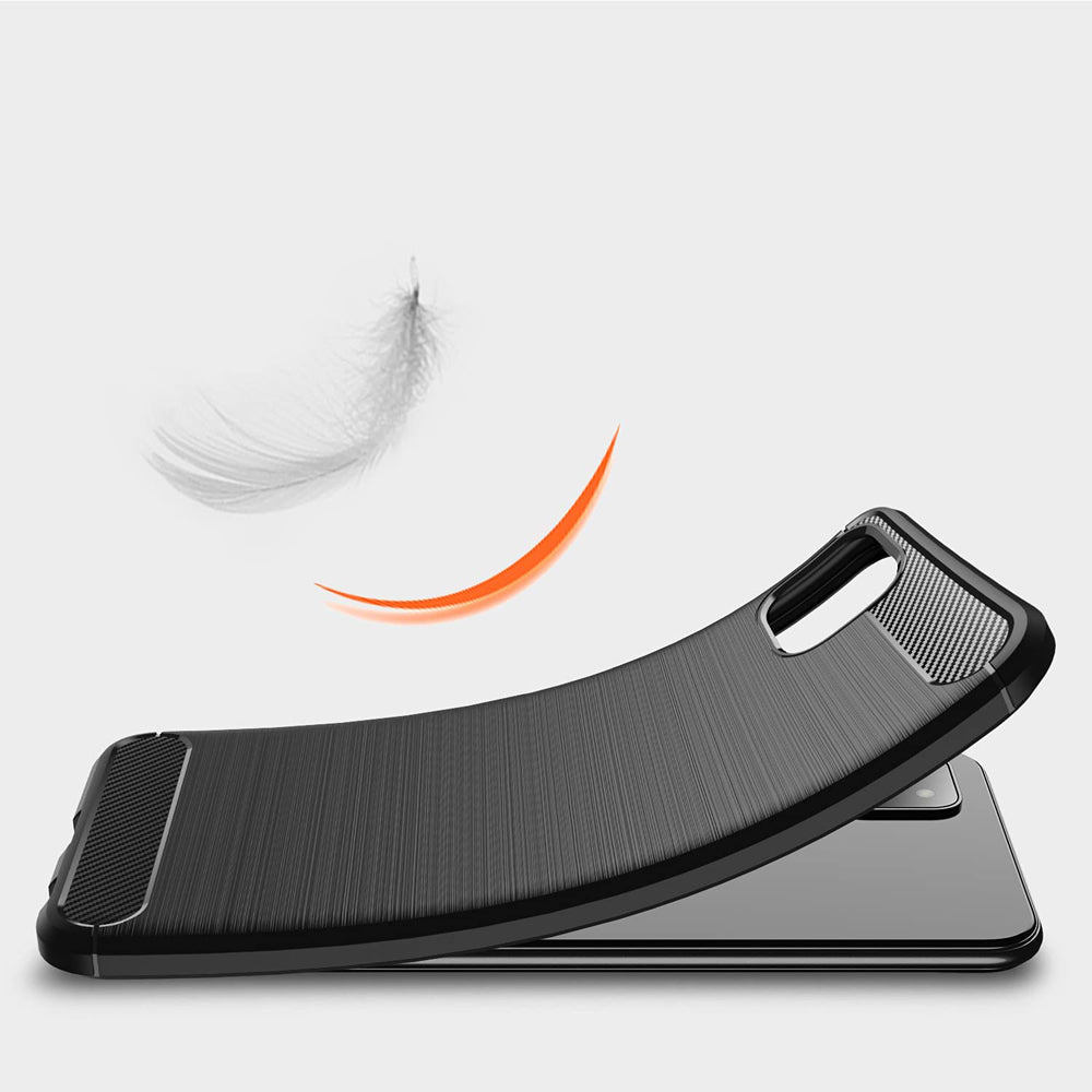 For Samsung Galaxy A Series Carbon Fiber Case Shockproof Heavy Duty Rugged Anti Knock Back Cover (Black)