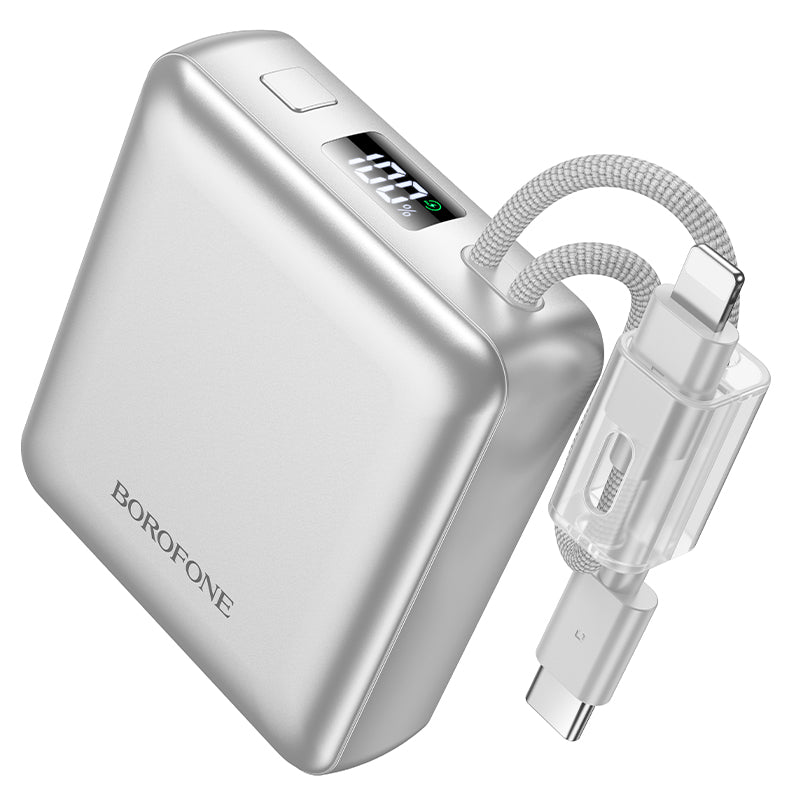 Borofone BJ93 3C CCC Certified 10000mAh PD20W Fast Charging Mini Power Bank with Built in Cable & Led Display