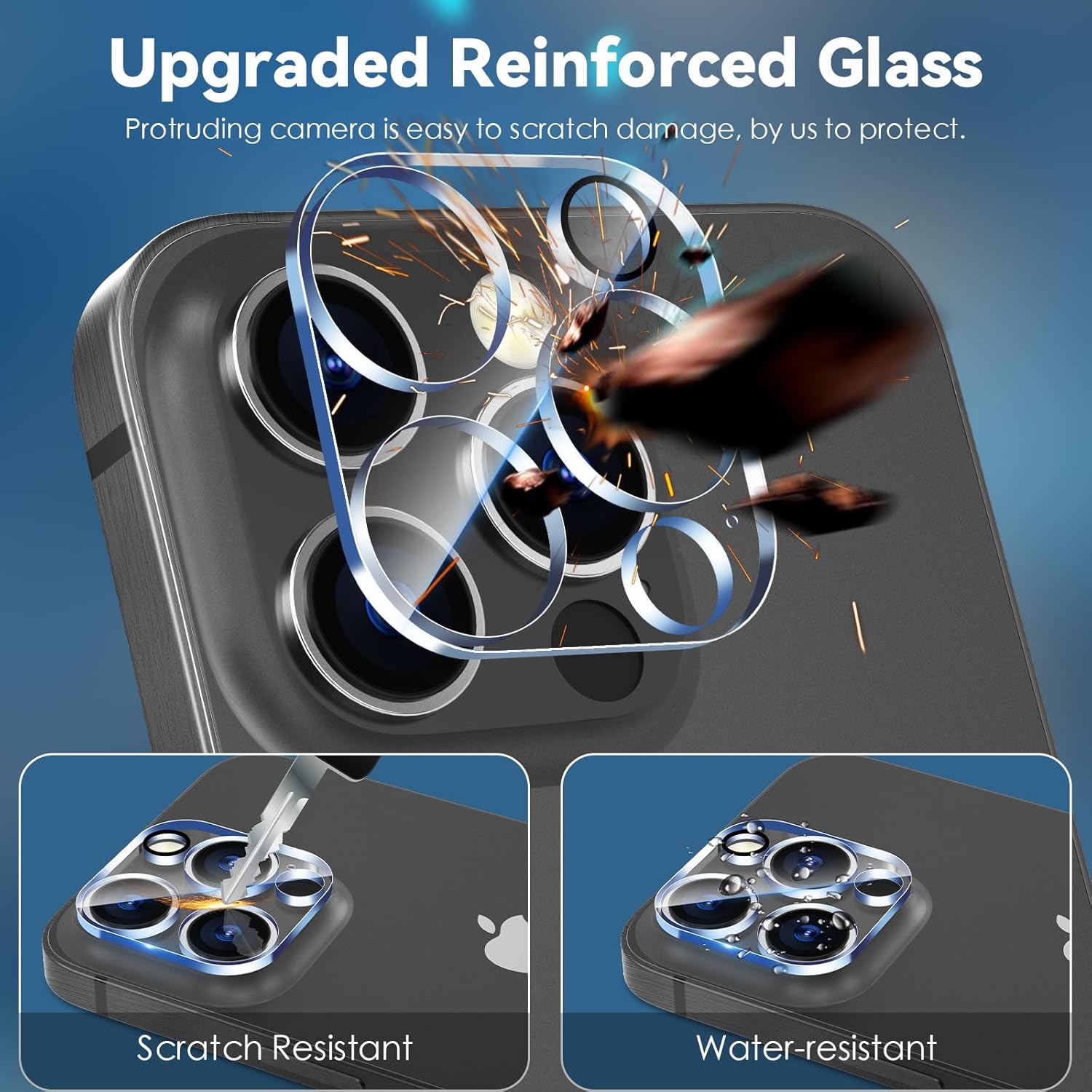 [ 1 Pack ] Apple iPhone Camera Lens Tempered Glass Anti Scratch Film Guard ( Clear and Black )