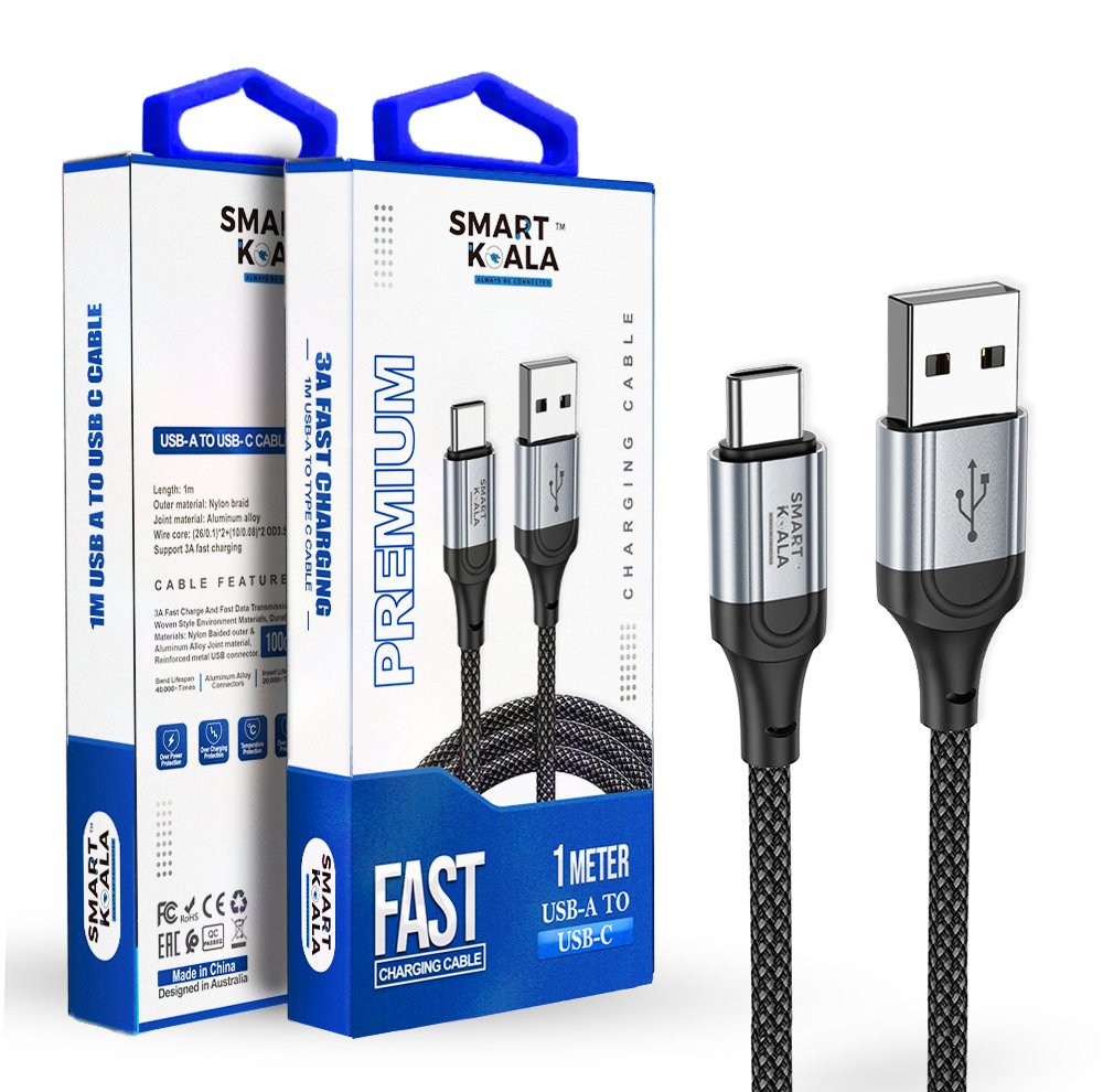 Smart Koala 1M USB A to Type C 3A Fast Charging Charger Data Sync Cable Cord