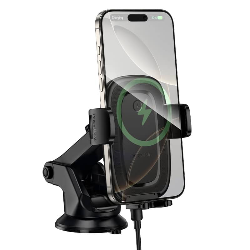 Borofone BH223 Follower Push Type 15W Fast Charging Quick Charger Wireless Car Mobile Phone Holder