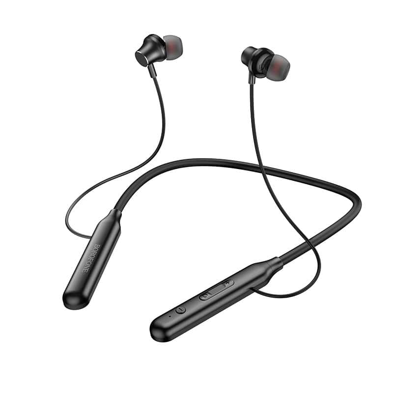 Borofone BE56 Wireless Bluetooth 5.0 Light Neck Hanging Headphones in-Ear Sports Earbuds Earphones for Running/Fitness/Gaming/Music (Black)