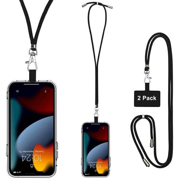 (2 Pack) Phone Lanyard , Wrist Lanyard and Neck Lanyard Ultrathin Pad for Keys ID Badge Set Phone Tether for iPhone, Galaxy & Most Smartphones