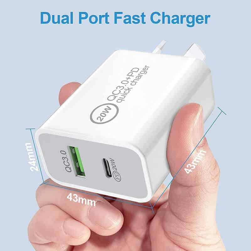 20W SupRShield Dual PD +USB Type C SAA Certified Fast Charging Wall Plug Charger Adapter For Apple iPhone Samsung Galaxy Google Nokia Oppo Huawei iPad