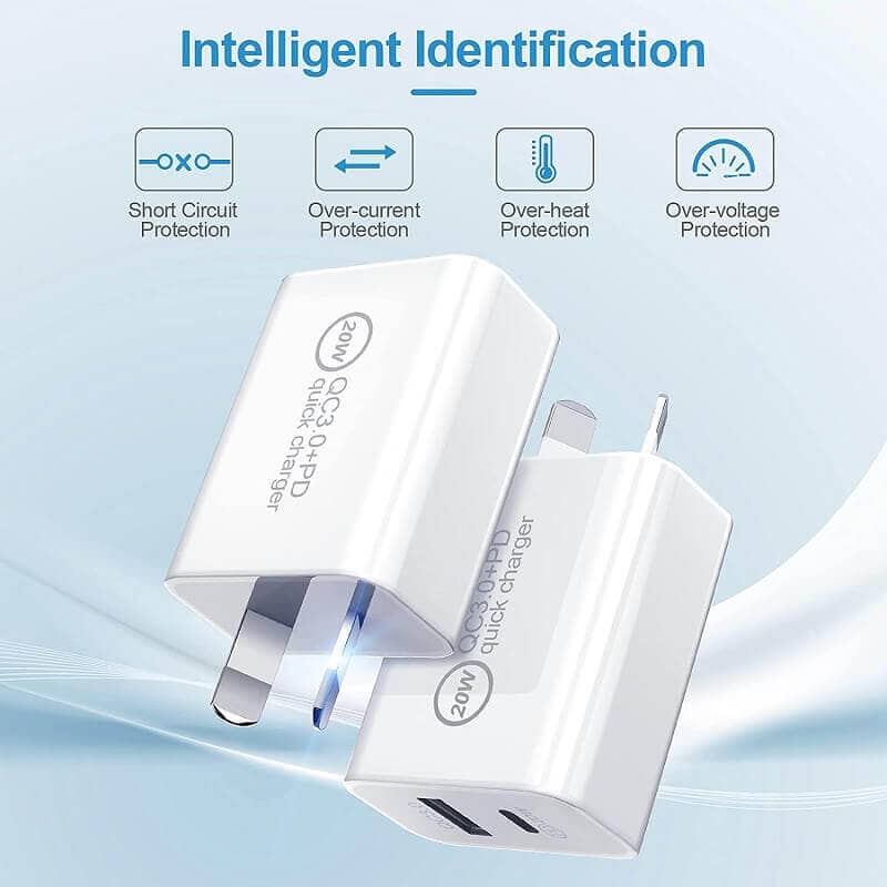 20W SupRShield Dual PD +USB Type C SAA Certified Fast Charging Wall Plug Charger Adapter For Apple iPhone Samsung Galaxy Google Nokia Oppo Huawei iPad