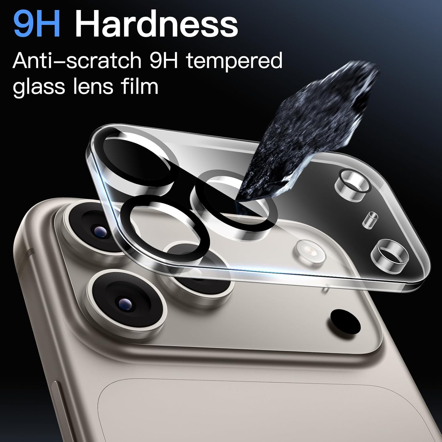 [ 1 Pack ] Apple iPhone Camera Lens Tempered Glass Anti Scratch Film Guard ( Clear and Black )