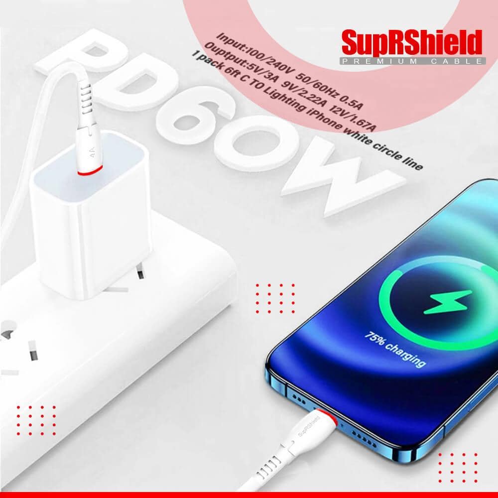 1X 10X 20X SupRShield PD 60W 4A USB Type C to Lightning Super Fast Charging Cable For Apple iPhone /iPad /AirPods Pro/iPod
