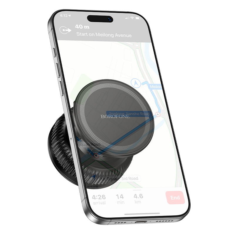 Borofone BH139 360° Rotating Strong Magnet Vacuum Adsorption Suction Cup Car Mount Mobile Phone Holder, Universal Phone Mount for Car, Home & Gym Use.