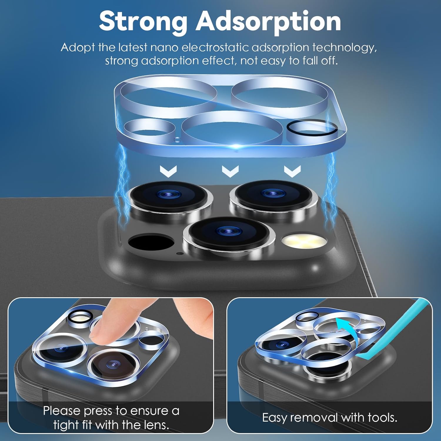 [ 1 Pack ] Apple iPhone Camera Lens Tempered Glass Anti Scratch Film Guard ( Clear and Black )