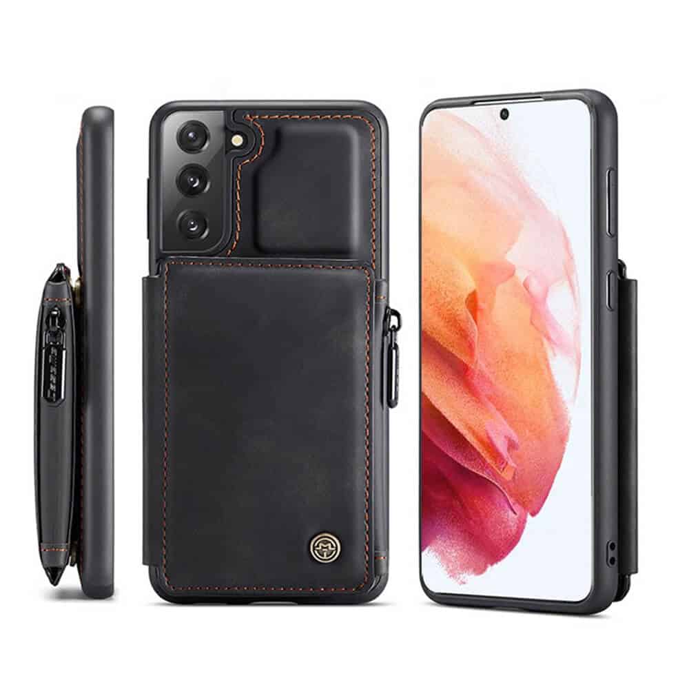 Samsung Galaxy S21 Black CaseMe Back Zipper Wallet Case