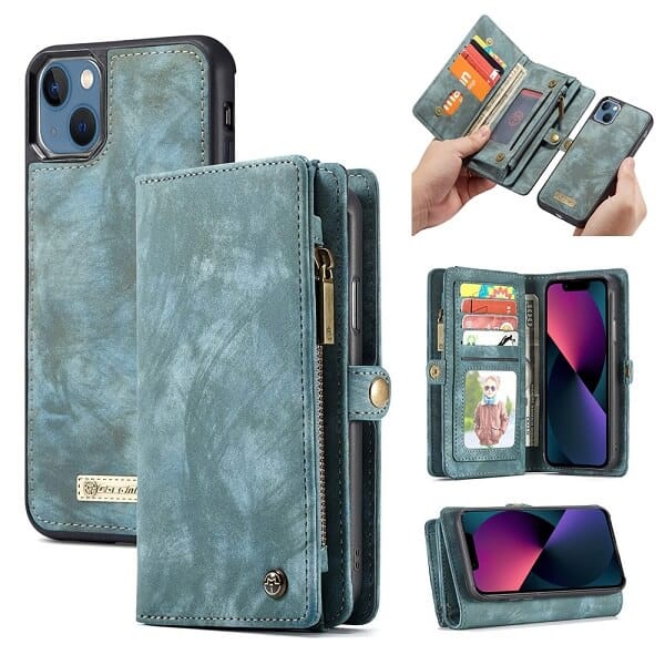 Apple iPhone 13 Mini Sky Blue Detachable Pouch Wallet Flip Case Cover