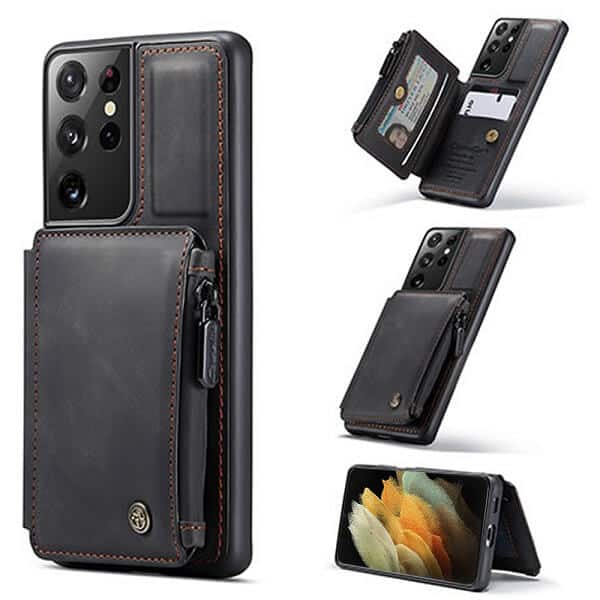 Samsung Galaxy S21 Ultra Black CaseMe Back Zipper Wallet Case